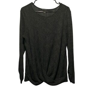 New Directions Women Dark Gray Twist Front Long Sleeve Knit Top XL